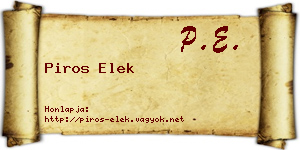 Piros Elek névjegykártya